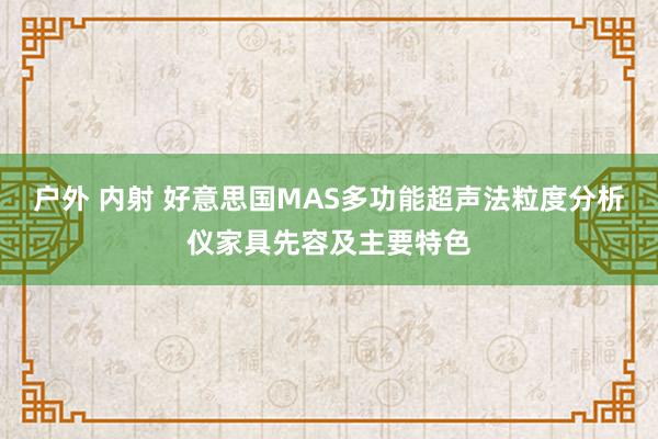 户外 内射 好意思国MAS多功能超声法粒度分析仪家具先容及主要特色